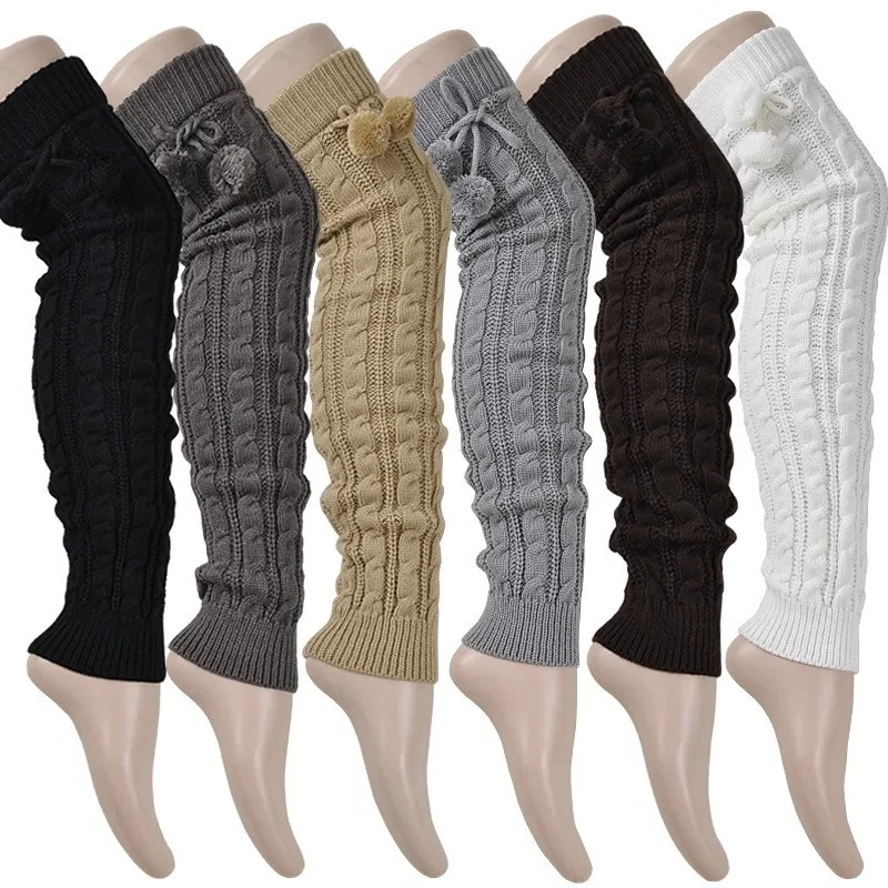 

Women's Long Leg Warmers Thickened Over Knee Warm Boot Cover Lolita Knitted Crochet Sock Boot Cuffs Pile Socks Party Dance Girls