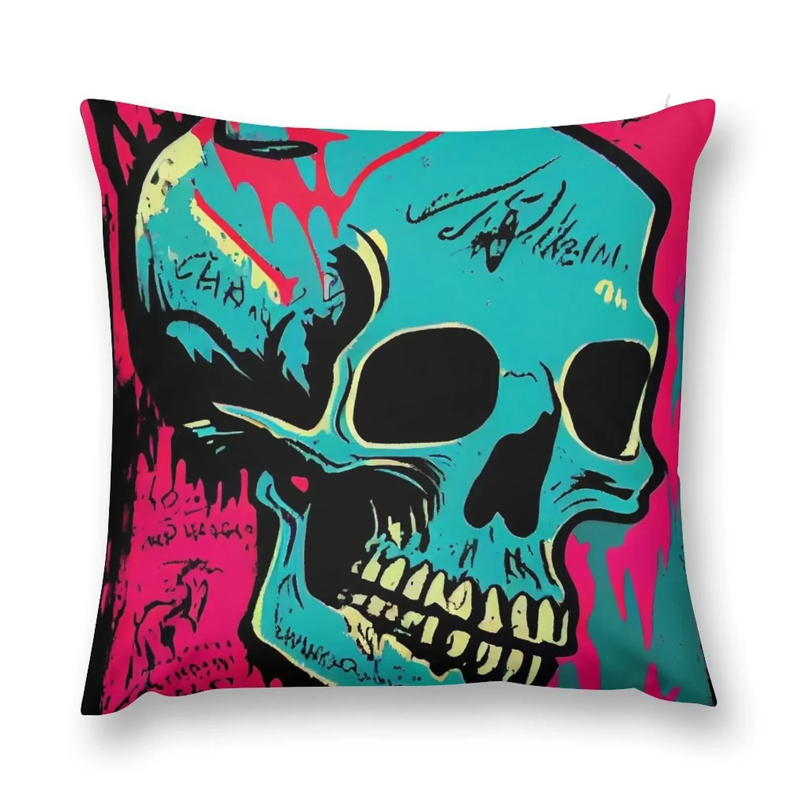 

Skull Graffiti Abstract Symphony - Neo Expressionism Graffiti Fusion Artwork Throw Pillow Sofa Covers pillow