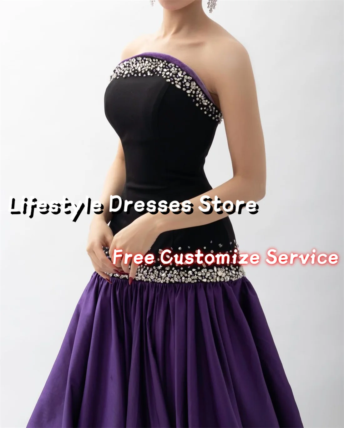 Customized Beadings Sequins Luxury Evening Dresses 2024 Mermaid Prom Gown Sleeveless Purple Patchwork Wedding Party Dress