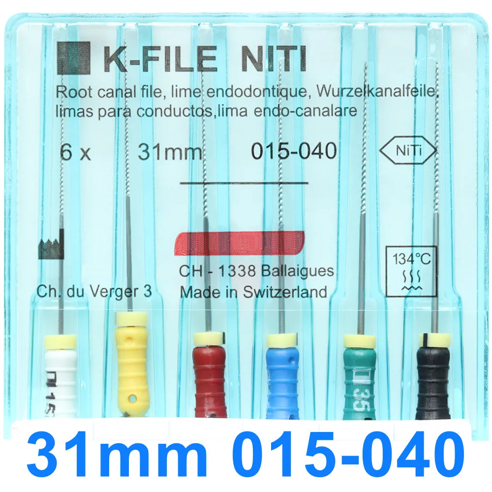 5 عبوات من ملفات K-FILE H-FILE K-REAMER NiTi المرنة لقناة الجذر إندو K ملفات اللبية والنيكل والتيتانيوم لطب الأسنان للاستخدام اليدوي