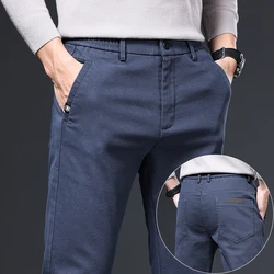 Lente Herfst Heren Casual Broek Zakelijk Slank Stretch Mode Rechte pijpen Elastische taille Baggy Broek Zwart Grijs Kaki