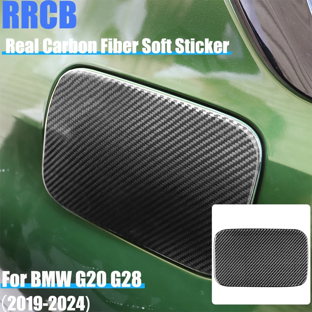 

Real Carbon Fiber Car Accessories Fuel Gas Cap Panel Trim Cover Soft Sticker For BMW 3 Series G20 G28 325li 330d 335 2019-2024