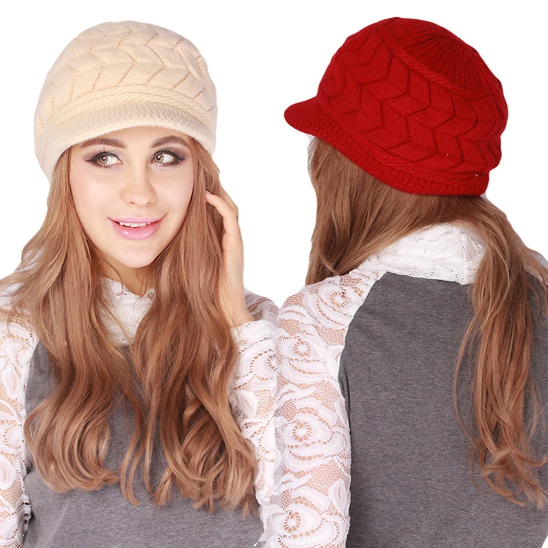 Winter Women Hat Wide Brim Keep Warm Cap Knitted Hats Female Soft High Elastic Warm Caps Beanies Girl Cap Solid Color 2023 New