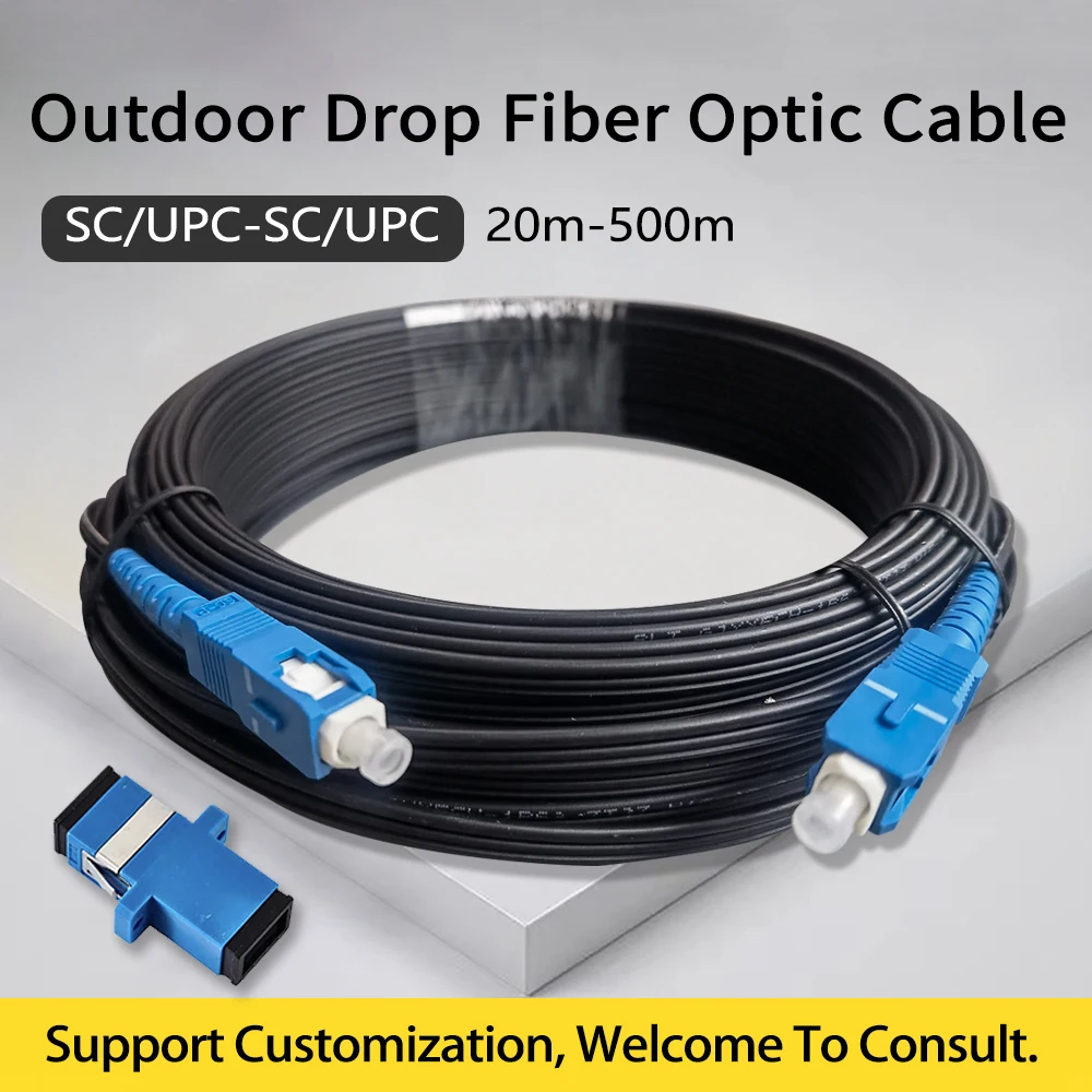 

20M-500M FTTH SC/UPC-SC/UPC Outdoor Drop Fiber Optic Cable Single Mode Fiber Optic Patch Cord Cable Fiber Optic Extension Cable