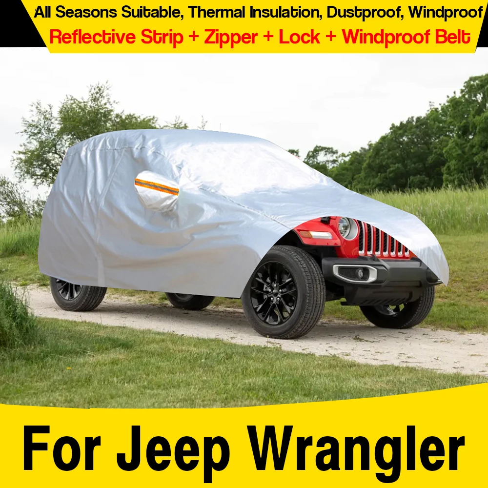 

Полный автомобильный чехол для Jeep Wrangler, 2-дверный, 4-дверный, 1986-2026, внедорожник, защита от солнца, дождя, снега, царапин, пылезащитный чехол