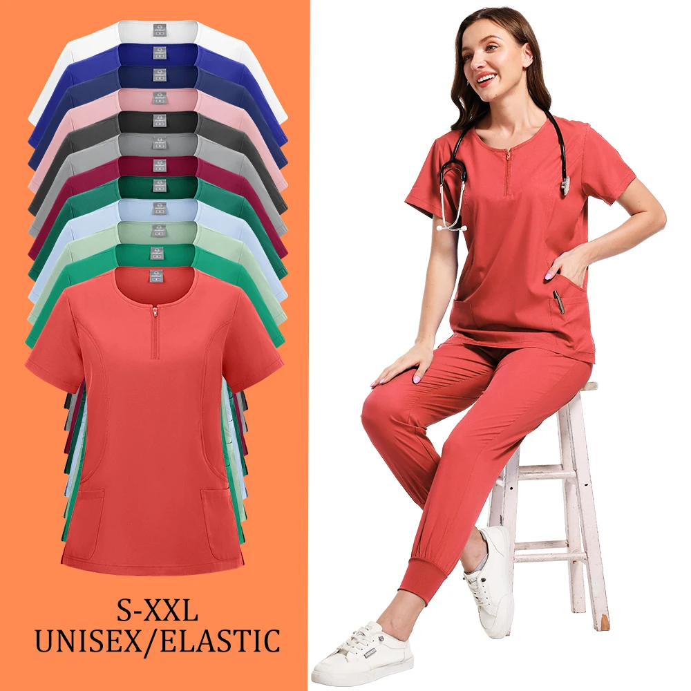 Surgical Uniforms Woman Scrub Set Medical Nurse Beauty Salon Workwear Clinical Scrubs Top + Pant Spa Doctor Nursing Tunic Suit