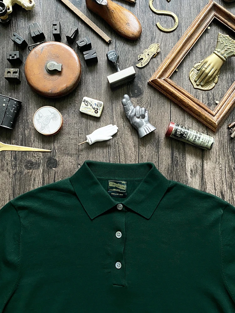 

Classic Briti Retro Mint een Collar Ice Silk Knitted irt Men High Weave Breathable Casual ort Sve T-irt