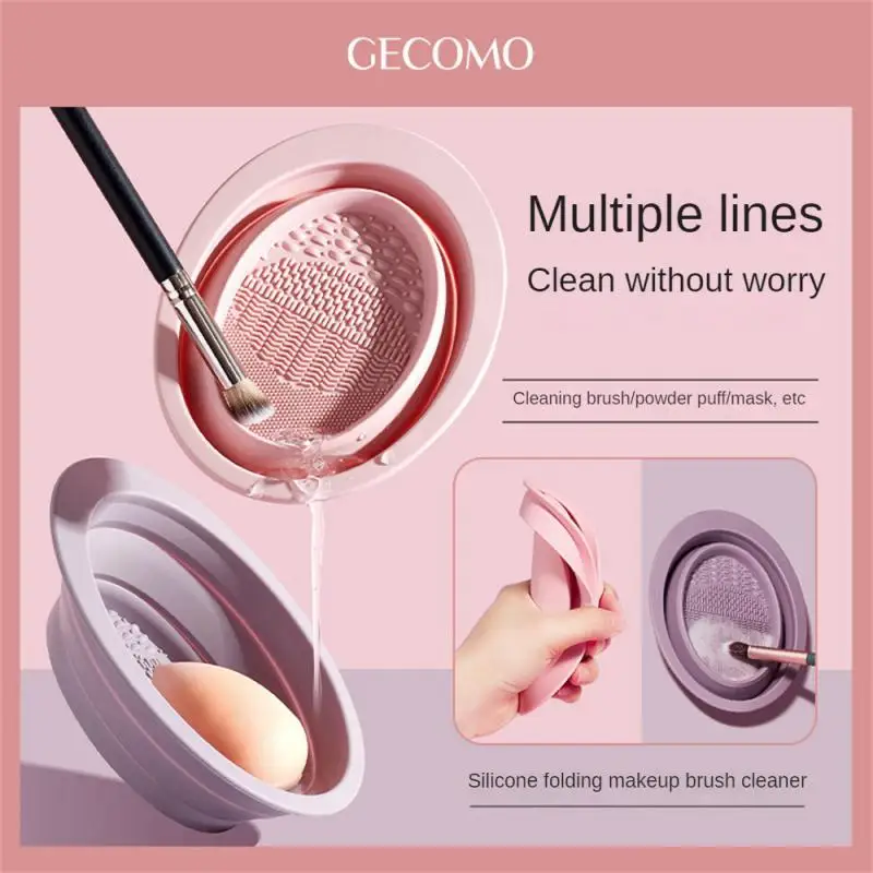 Silicone Makeup brush bowl folding cosmetic blowing pad washable Makeup brush surface cleaning tool beauty