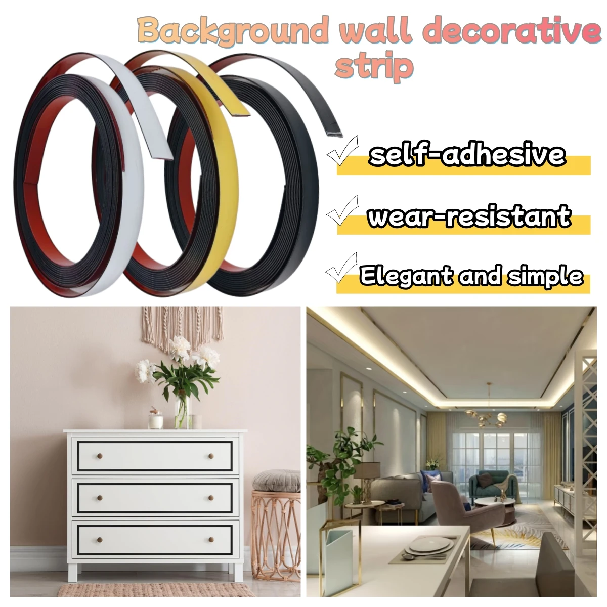 1roll 5mX1cm PVC Mirror Wall Stickers for Living Room Home Decor Simple Lines Bedroom TV Background Self Adhvise Stickers