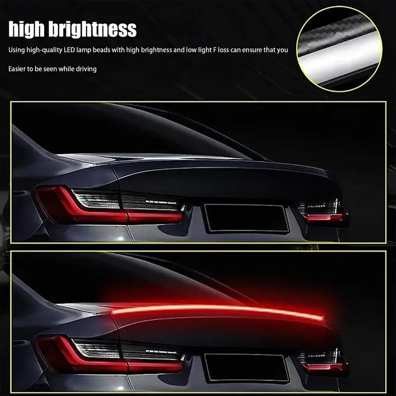 Car Spoiler Light Strip Car Brake Turn Signal Light Easy To Install Carbon Fiber Bumper Light Turn Light For Car Spoiler Trunk