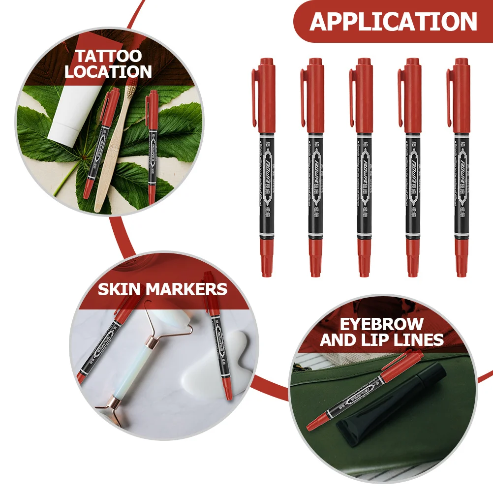 5 Stuks Draagbare Wenkbrauw Liner Tatoeëren Pen Multifunctionele Huidmarkering Tool voor Beauty Body Markers Tattoo Chirurgie Marker
