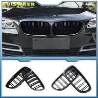 Parrilla de riñón negra brillante para coche, parrilla de carreras de listones dobles para BMW 5 Series F10 F11 F18 520d 530d 540i 2010-2017, pieza de repuesto