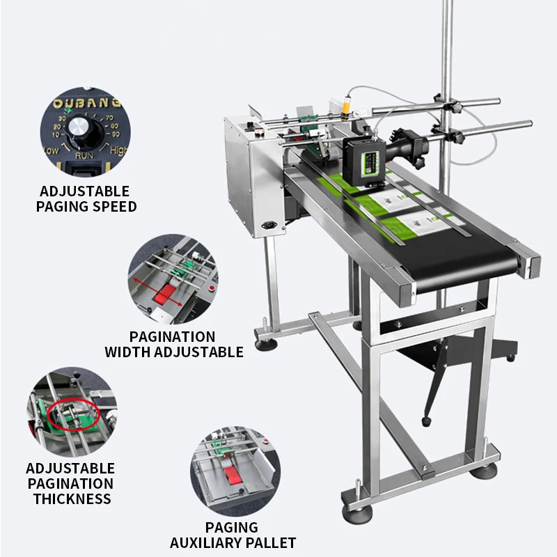 Fully Automatic Paging Inkjet Printer High-speed Adjustable Conveyor Table Online Coding Production Date Coding Machine