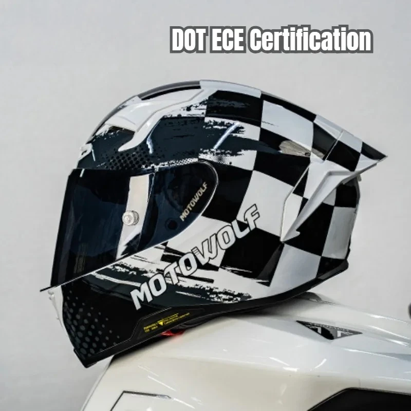Hot MOTOWOLF H1 Small Tail Motorcycle Helmets Locomotive Track Full Helmets Lightweight Cascos Para Moto Racing Helmets