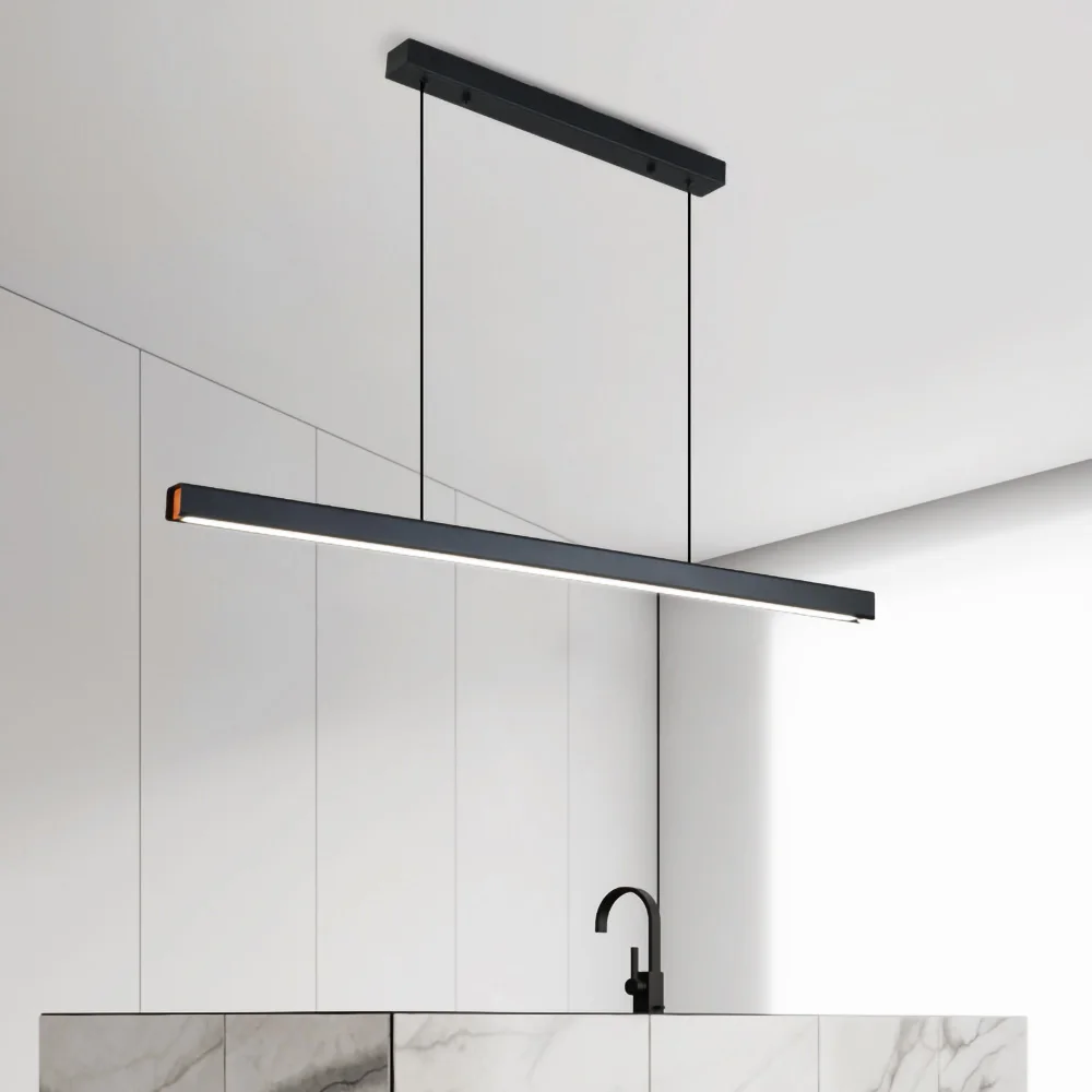 Modern LED Pendant Light Minimalist Lines High-End Feel For Restaurants Offices Conference Rooms Long Strip Lighting Fixtures