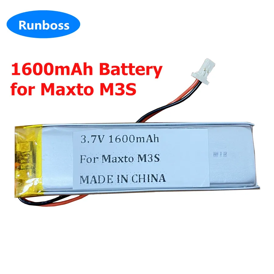 Replacement 3.7V 1600mAh Battery for Maxto M3 M3S Motorcycle Recorder Li Polymer Rechargeable Pack