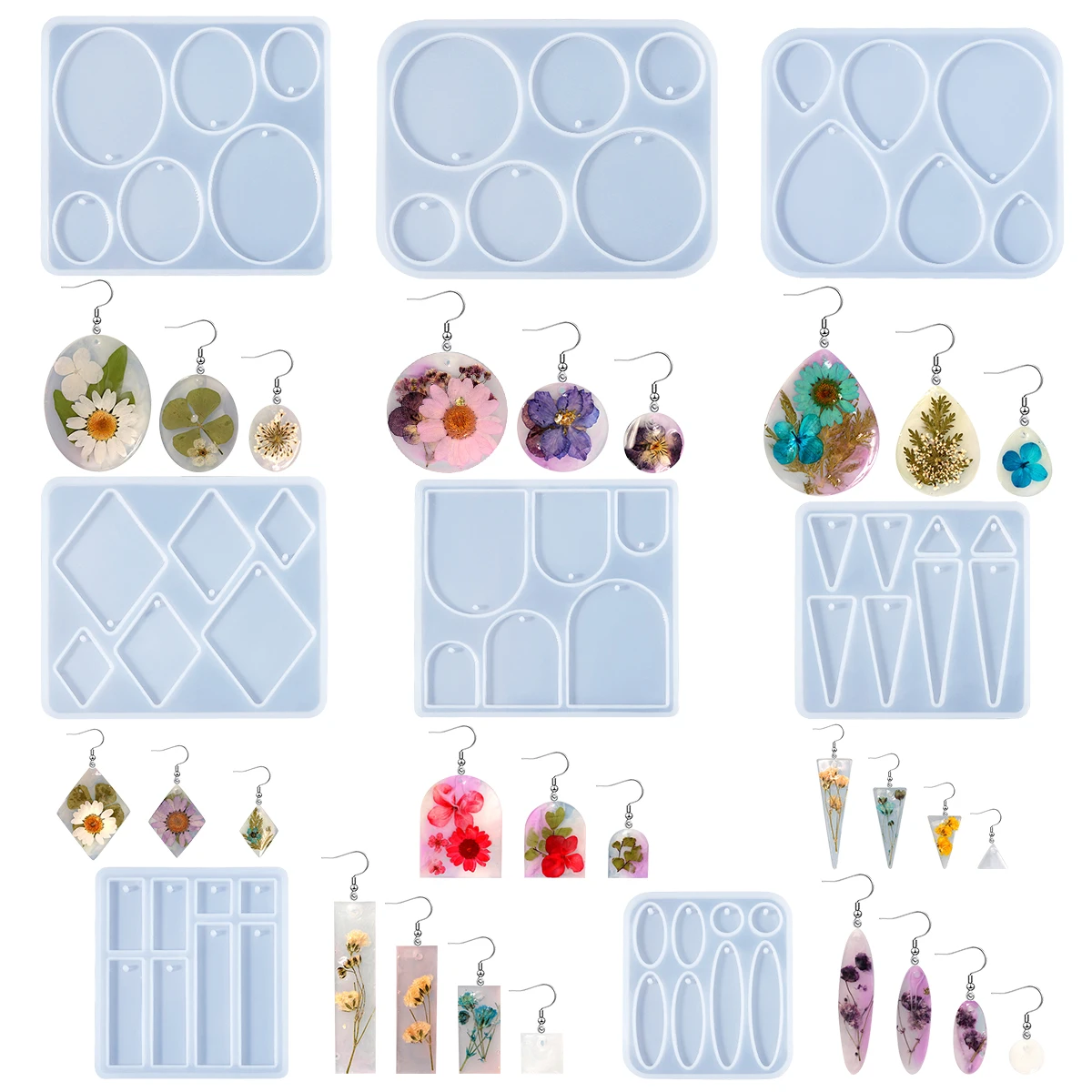 1pc Geometric Earring Pendant Silicone Mold Epoxy Resin Mould For DIY Ornaments Necklace Charms Jewelry Making Tools Accessories