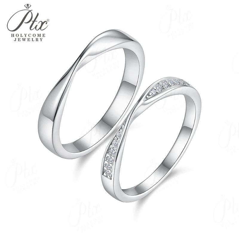 Paarringe Moissanit 925 Sterling Silber 18K Gold Plattiert Ehering Luxuriöse Ringe für Valentinstag Geschenke Anhänger – Detail 4
