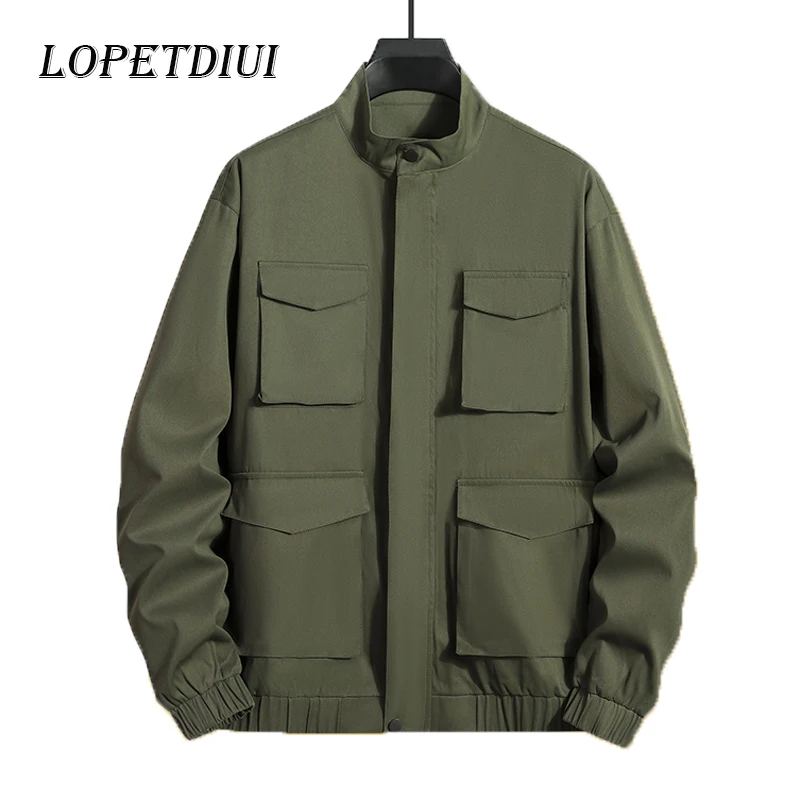 

2023 New Men Spring Autumn Fashion Casual Windproof Breathbale Jacket Coats Men Waterproof Multiple Pockets Coargo Jacket Men