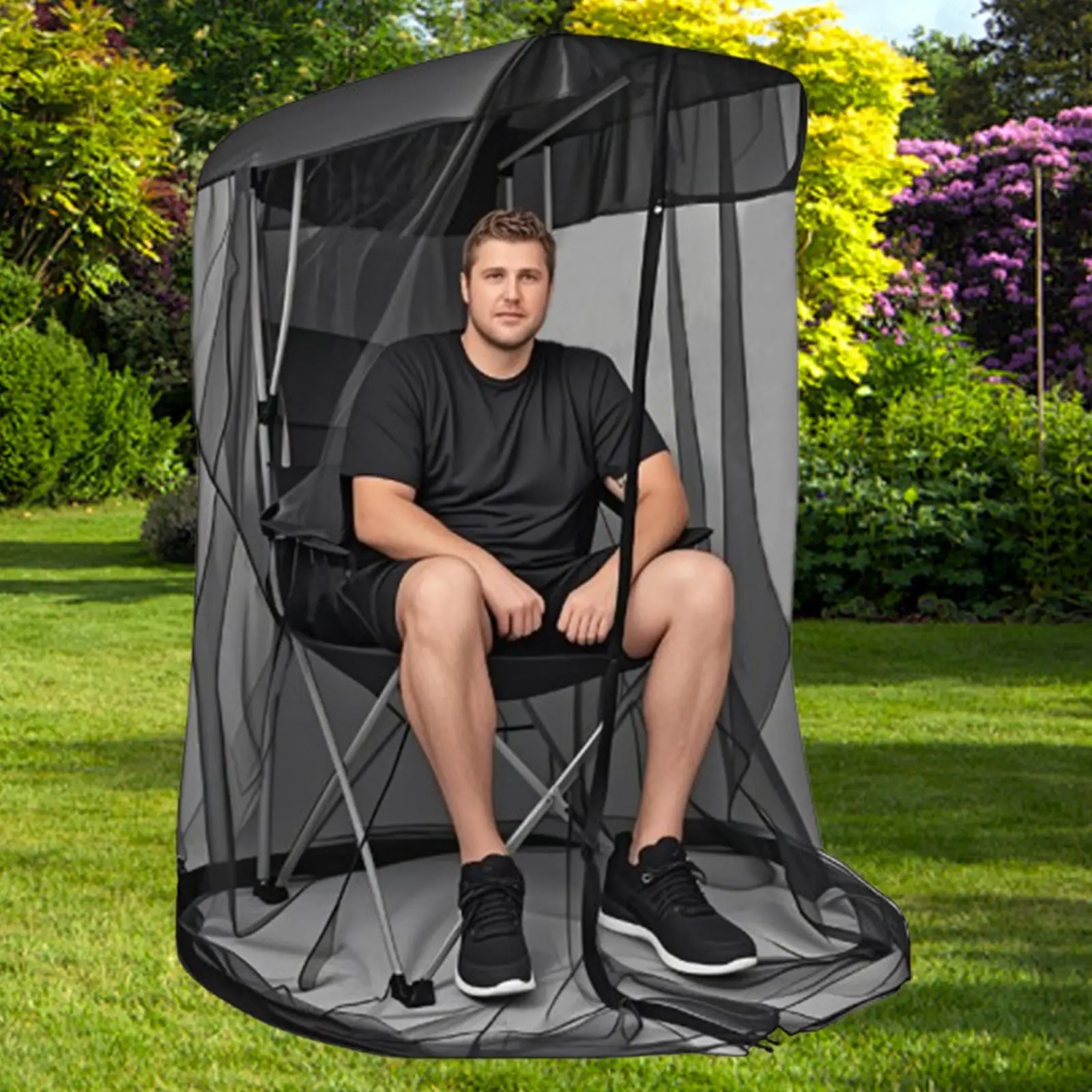 Outdoor Chair Mosquito Net Cover Waterproof Mesh Tent Canopy Zip Entrance Bug Shield for Camping