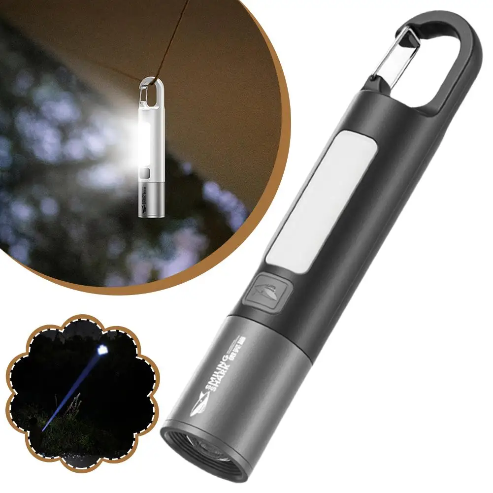 Mini Portable Super Bright LED Flashlight Smile Shark Outdoor Remote Light Charging Hiking Box Waterproof Side Flashlight G C5W7