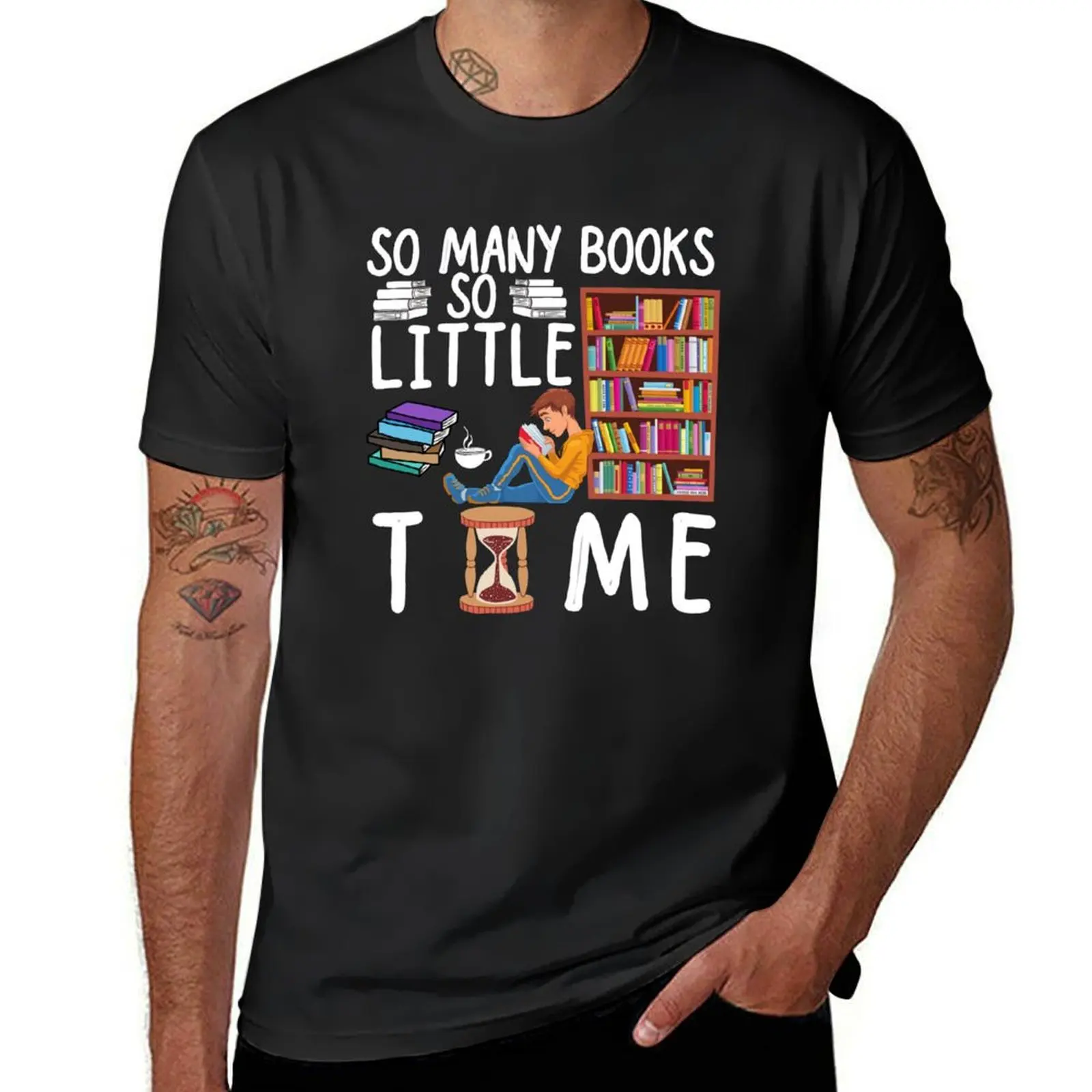 So many books, so little time. T-Shirt vintage plus size tops aesthetic clothes quick drying heavy weight t shirts for men