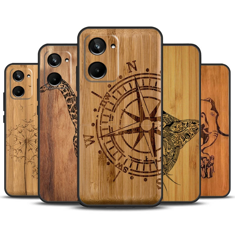 Bamboo Wood Pattern Skull Print For Realme 12 11 Pro Plus 10 Pro GT5 GT3 C55 C53 C51 C33 C31 C30 C25s C21Y C15 GT Neo5 Case