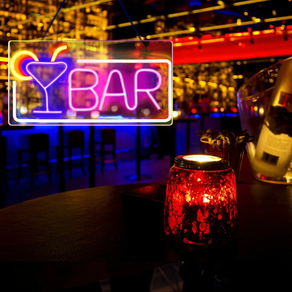 USB Bar LED Neon ristorante Hotel decorazione atmosfera illuminazione Logo Party Glow Bar Led Neon Sign sfondo luce notturna