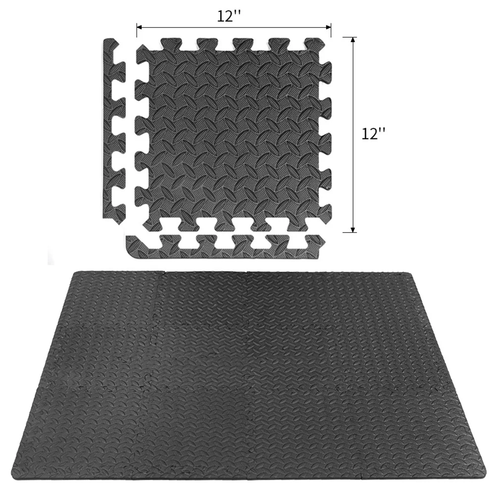 

12Pcs Foam Floor Mat Eva Leaf Grain Interlocking Mats for Gym Bathroom Kitchen Yoga Room Non-Slip Comfortable Play Surface