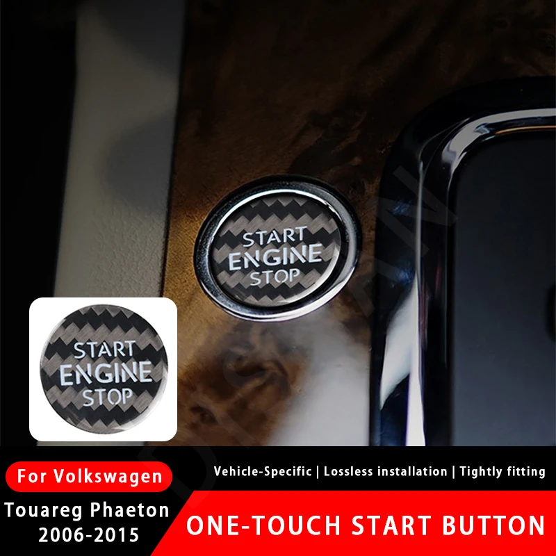 

For VW Volkswagen Touareg Phaeton 2006-2015 Carbon Fiber Car Engine Start Stop Button Trim Sticker Cover Interior Accessories