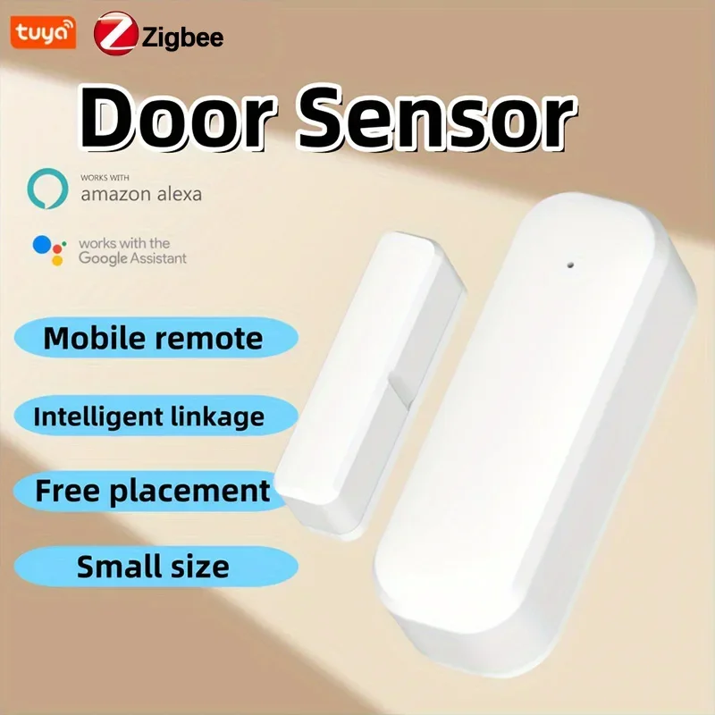 

Датчик двери и окна Tuya ZigBee, магнитный контактный детектор сигнализации, беспроводной мониторинг безопасности, работает с Smart Life Alexa Google