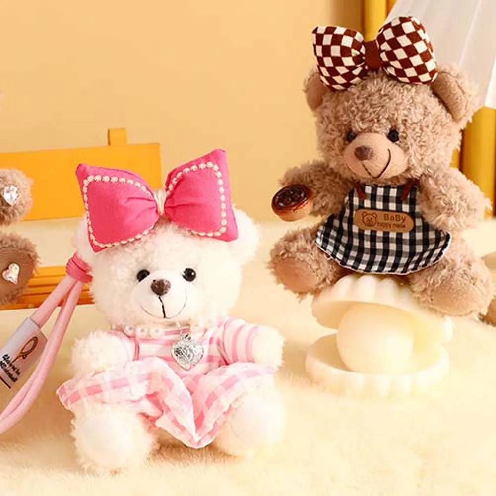 Bag Pendant Plush Bear Keychain Princess Dress Bear Decoration Bow Bear Dolls Pendant Plushies Toys Kawaii Stuffed Animal Toys