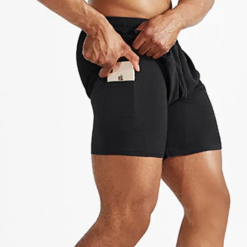 2 In 1 Men Student Basketball Shorts Sport Suits Gym For Soccer Exercise Clothes Running Fitness Board Beach Jersey Pants B6070