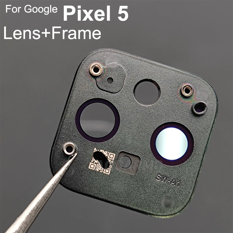 Aocarmo For Google Pixel 5 Rear Back Camera Lens Glass With Frame Ring Adhesive Sticker Replacement Part