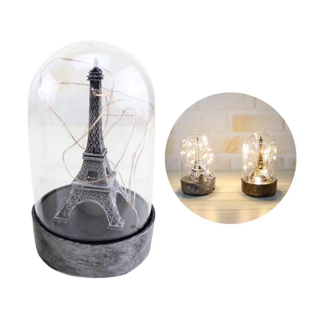 الإبداعية برج ايفل ضوء الليل الاكريليك زخرفة الرجعية الزخرفية DIY الحرفية غطاء زجاجي شجرة عيد الميلاد ضوء النجوم