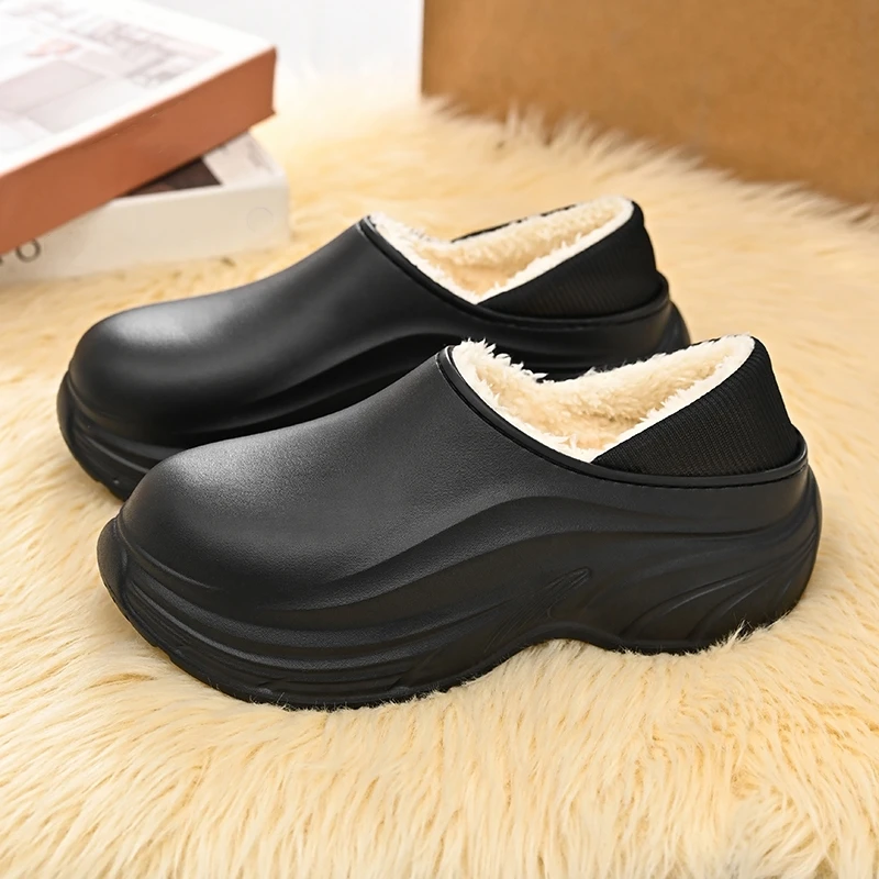 

Зимние мужские теплые хлопковые тапочки, домашние плюшевые тапочки, уличная домашняя обувь на плоской подошве, нескользящая удобная обувь, мужская домашняя хлопковая обувь