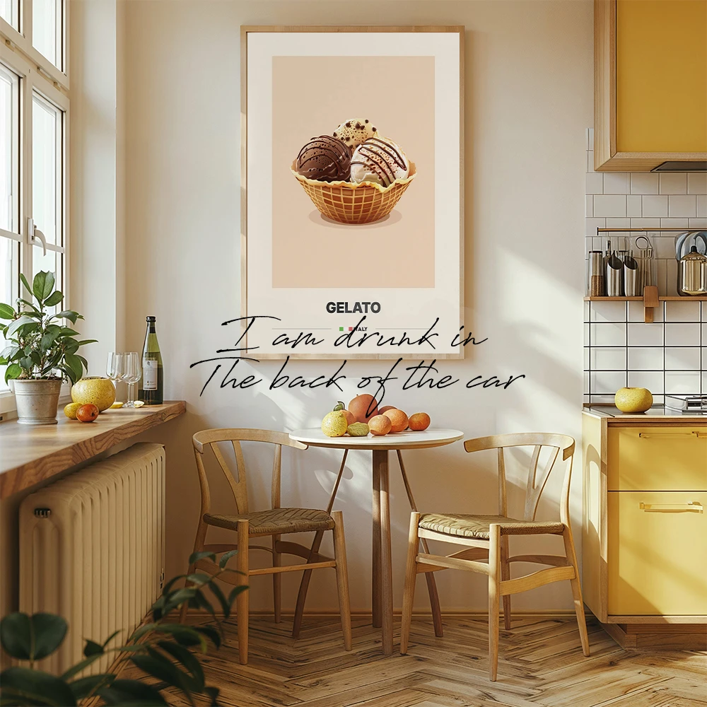 Dessert and Snack Poster Canvas Printing Minimalist Dessert Snack Wall Decor Living Room Kitchen Wall Art Cafe Aesthetic Decor