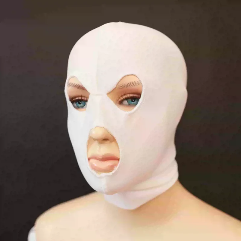 Solid Color Cotton Elasticity Open Nose Head Cover Couple Head Hood Full Face Hat Blindfold Cosplay Game Clothing Accessories