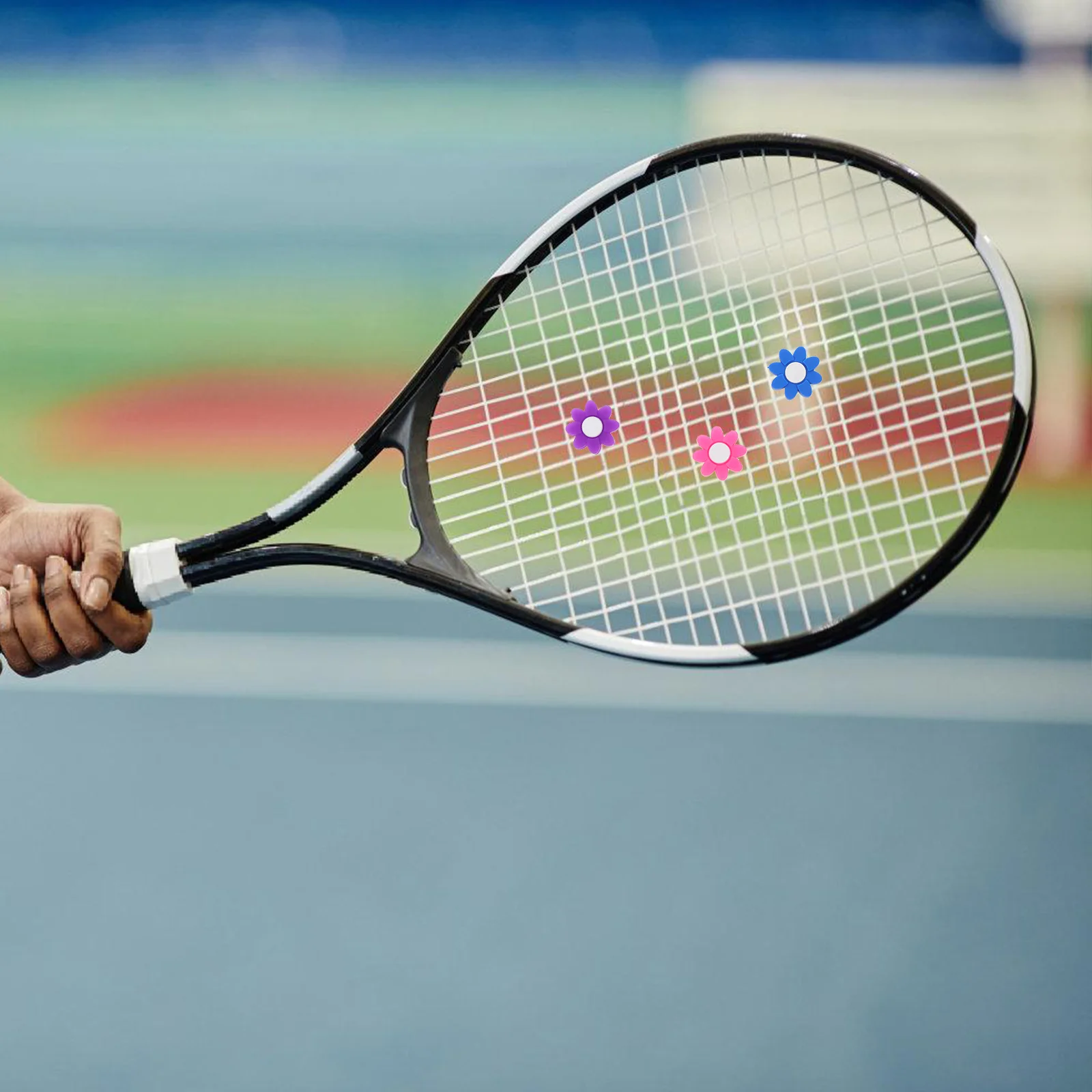 5 قطعة مضرب على شكل بتلة مرطب للتنس ممتص الصدمات مخفض الاهتزاز مع تصميم زهرة ملونة سيليكون طويل الأمد #3