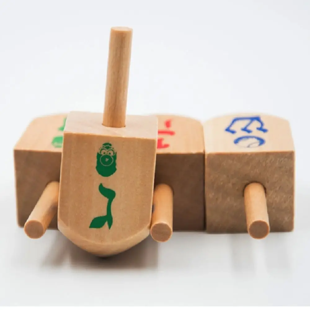 10Pcs 10 Pcs Wooden Spinning Dreidel Wooden Material Mini Size Spinning Top Toy Children Gits Portable Design Wooden Crafts
