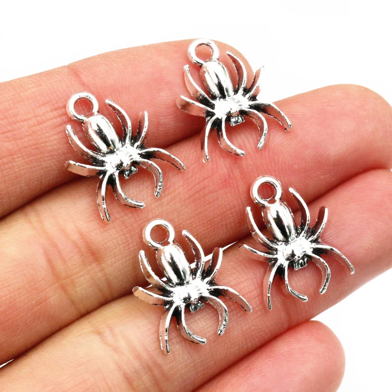17x14mm 20 sztuk brąz złoto Antique Silver Plated czarny pająk ręcznie robiony wisiorek: DIY dla bransoletka naszyjnik — zdjęcie 4