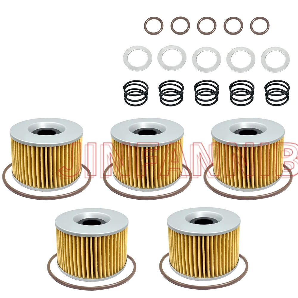 

For Kawasaki Eliminator 600 1995 1996 1997 1998 5 Packs Oil Filters Kit & O-Rings Spring Set
