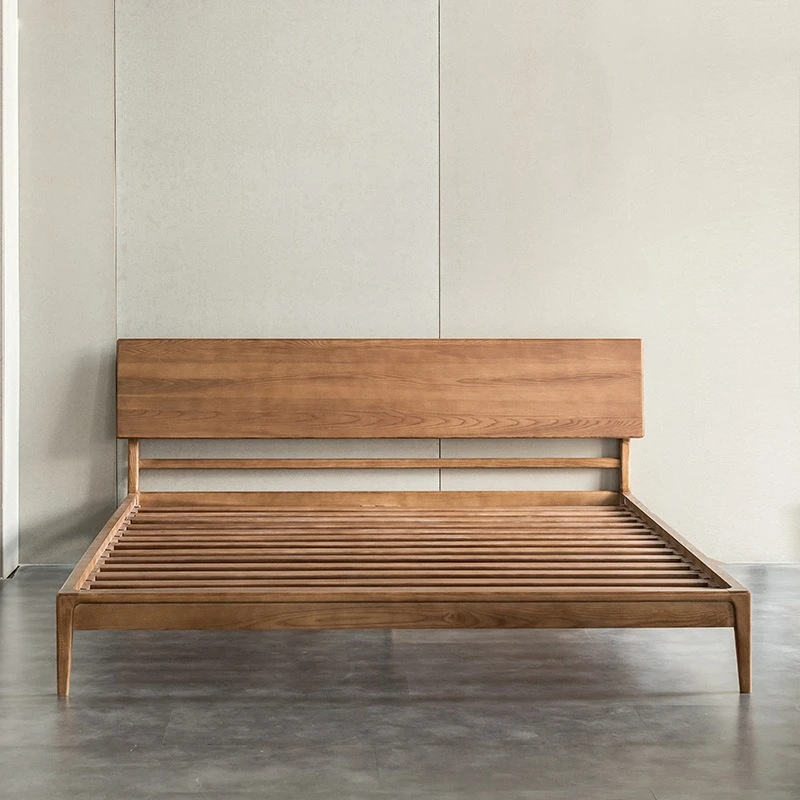 

Nordic household solid wood bed bedroom double 1.8 meters 1.5 meters double bed, ash wood whole body polished