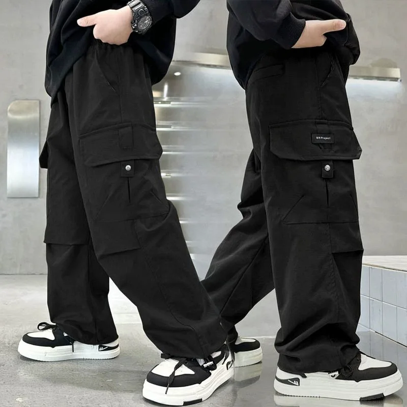 5-14 Years Teen Boys Cargo Pants Spring Autumn Loose Casual Fashion Trousers Pockets Design Trendy Cool Streetwear Kids Pants