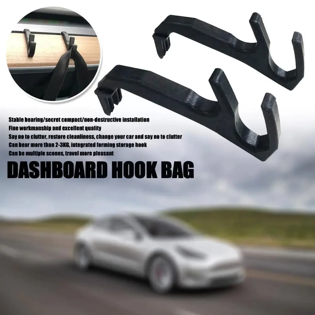 2Pc For Tesla Model Y 3 Interior Accessory Dashboard Holder Umbrella Hook Mobile Bag Mount Convenient Hanger Fastener Clip Parts