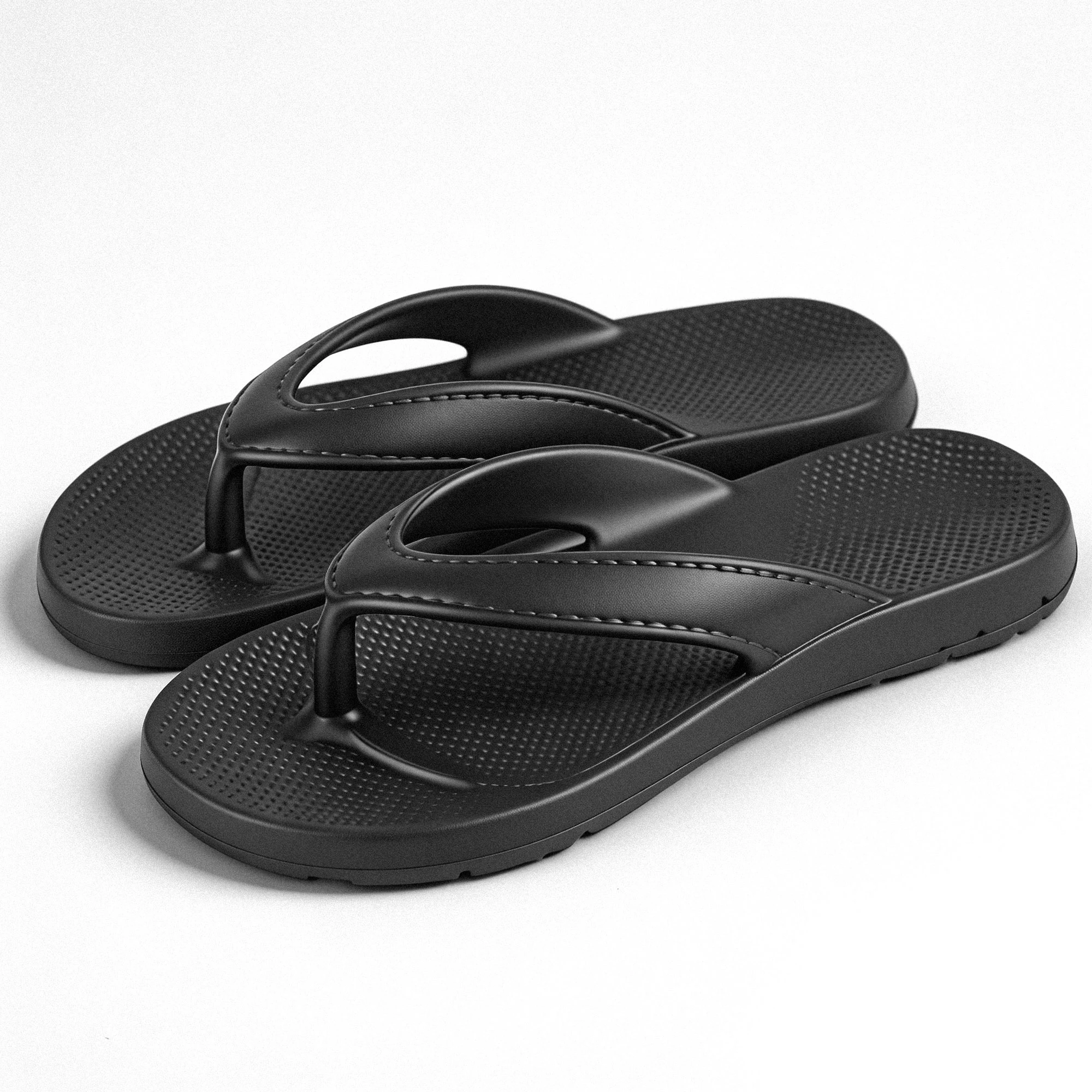 

Summer Casual Flip Flops Men/Women Unisex EVA Non-slip Thick Sole Beach Sandals 36-45 Size Black Solid for Indoor Outdoor Use