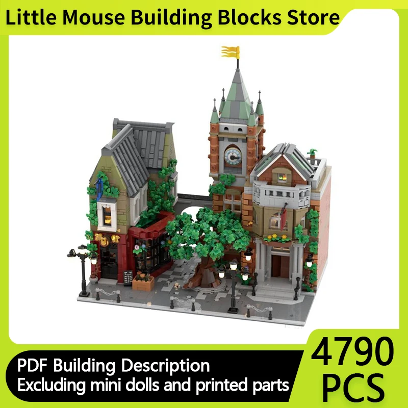 City Street View Model MOC Building Bricks Residence Village Square Modular Technology Gifts Holiday Assemble Children Toys Suit