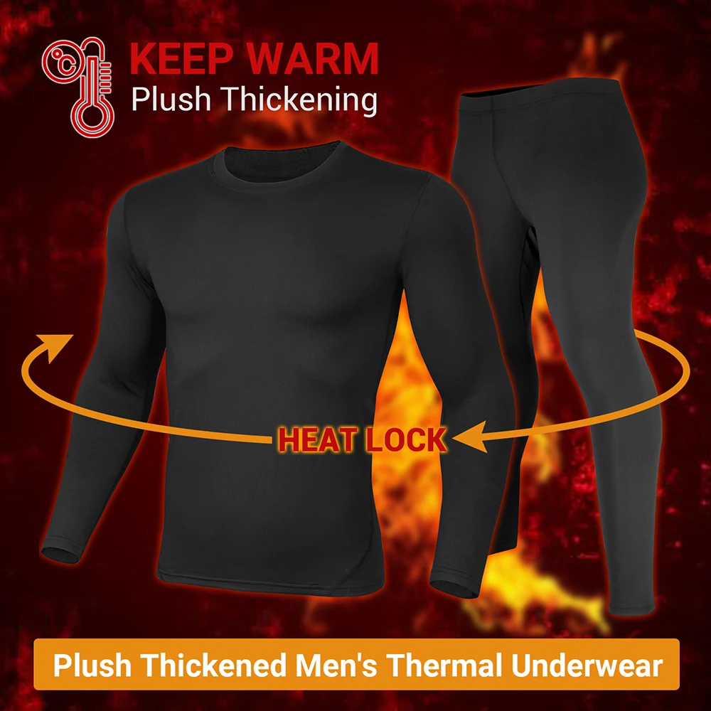 Men's Thermal Underwear Suit T-shirt Long Johns No Trace Warm Sleepwear Solid Color Men Autumn Winter Cold-proof Clothes