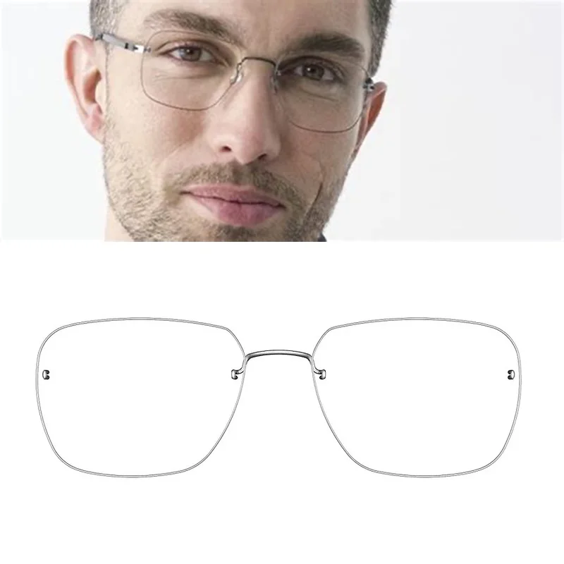 Square Glasses Frame Rimless 2487 Denmark Brand Titanium Men Women Optical Prescription Eyeglasses Screwless No Rim Light Thin