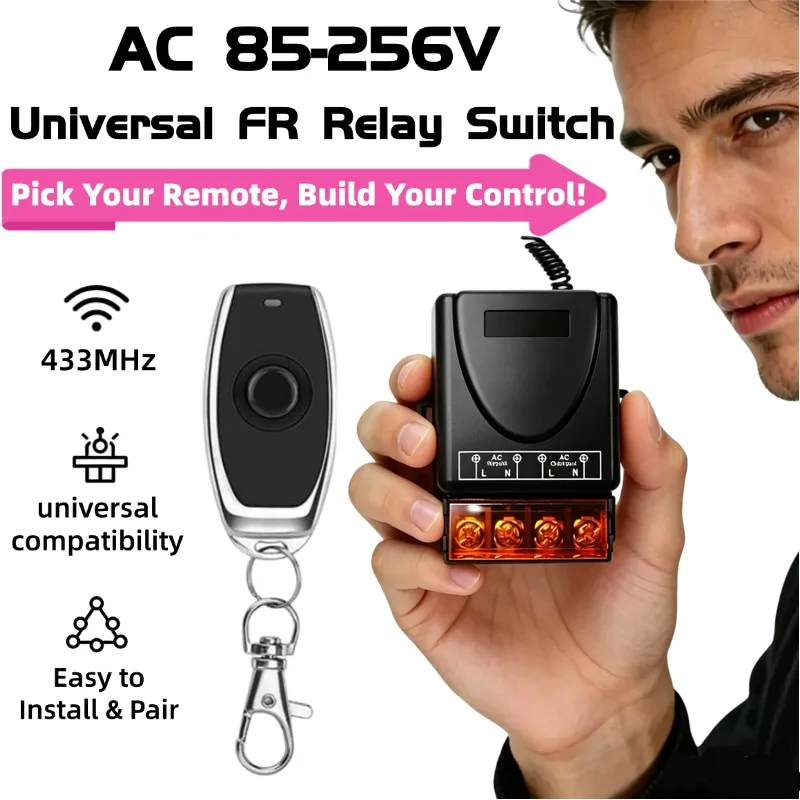 RF 433Mhz Wireless Remote Control Switch AC 110V 220V 230V 10A Relay 1CH Receiver Controller and 1-key RF 433 Mhz Transmitter
